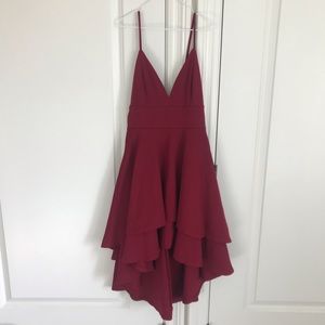 Red hi low skater dress